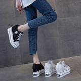 Women Canvas Shoes Black Platform Sneakers