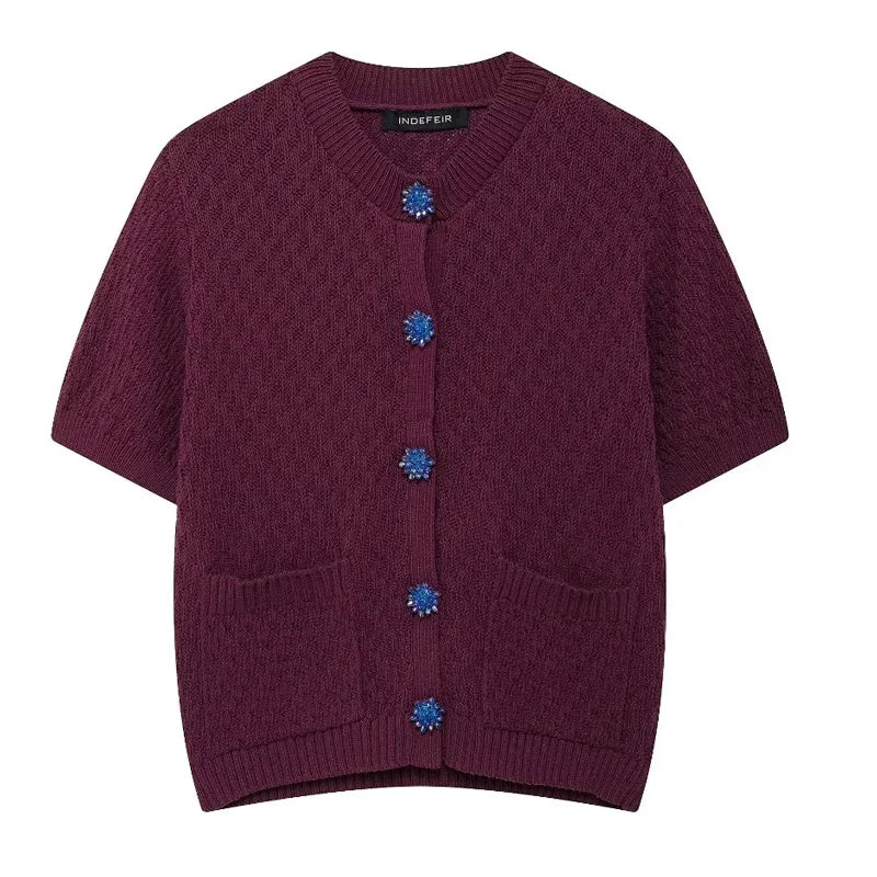 Women's Cropped Knit Cardigan Jacket