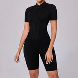 Women Sports Zipper Short Jumpsuit