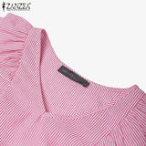 Women Striped Sleeveless V-Neck Top