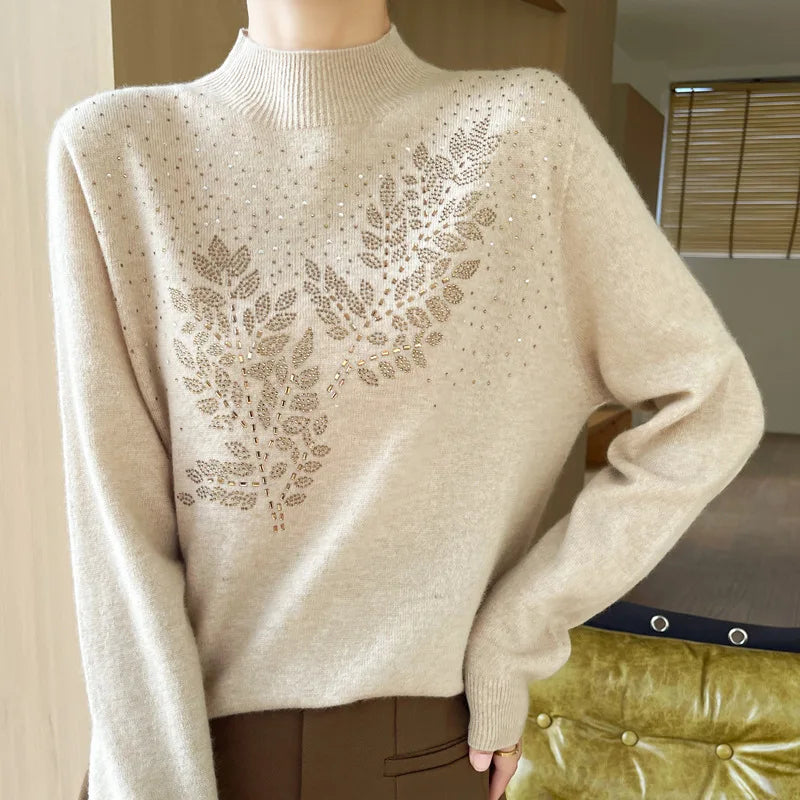 Women Beaded Winter Sweater