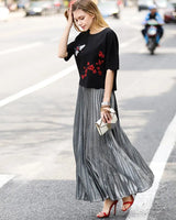 Women Gold Swing Maxi Skirt