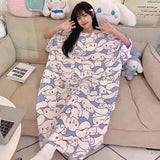 Women Cartoon Print Long Nightgown