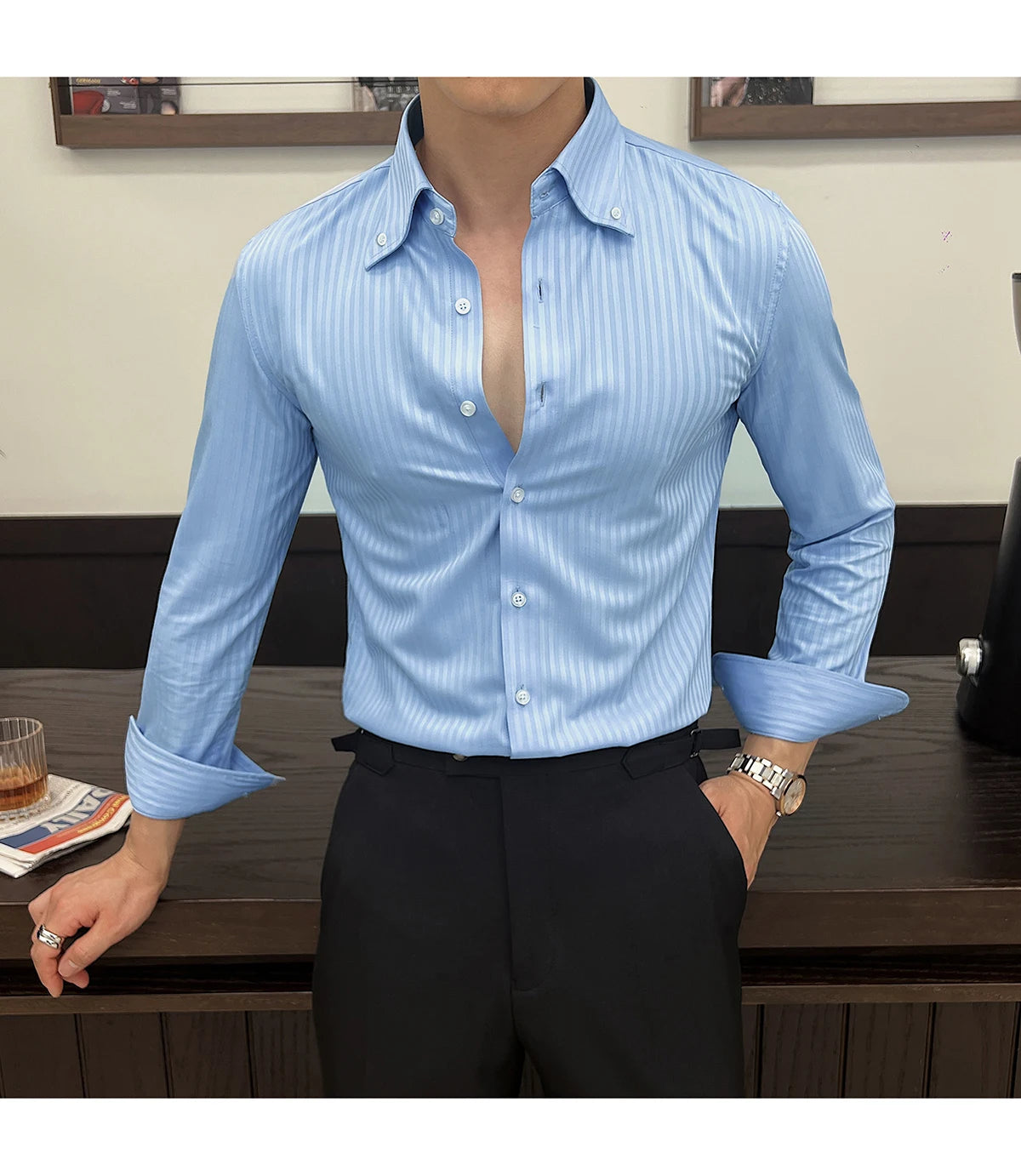 Men Slim Striped Shirt