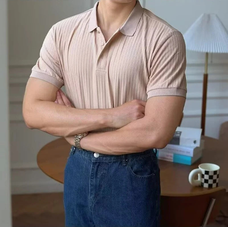 Men Stripe Polo Shirt