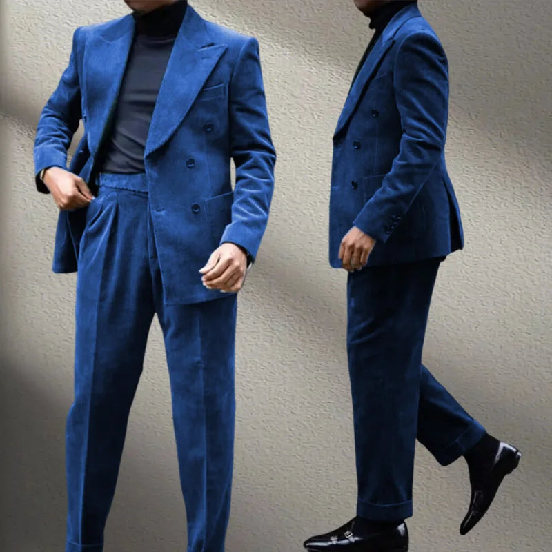 Men Corduroy 2-Piece Winter Suit