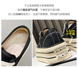 Women Canvas Shoes Black White Platform Sneakers