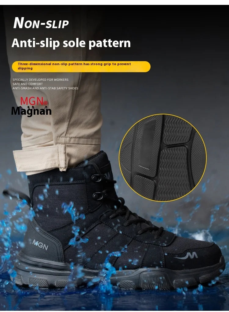 Women Safety Shoes Rotating Button Work Sneakers