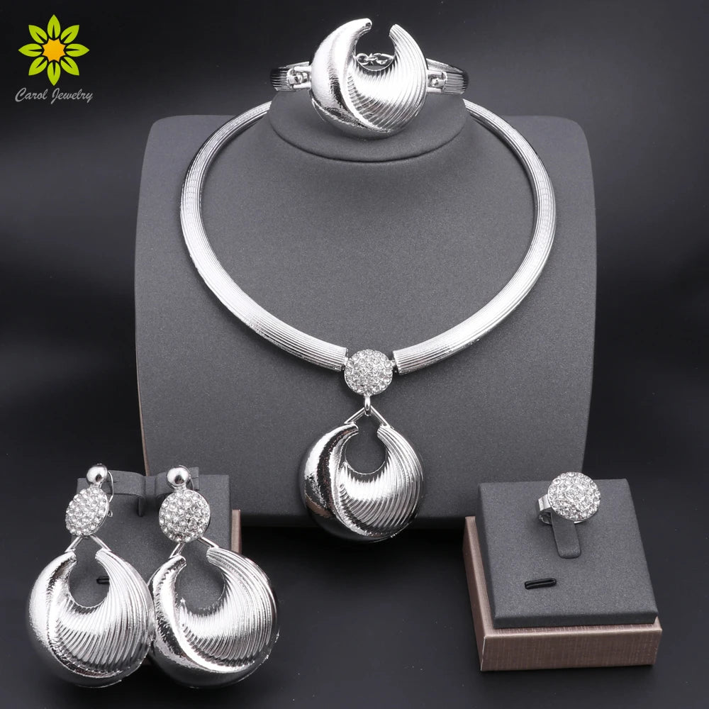 Dubai Silver Plated Luxury Jewelry Set