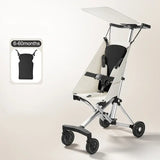Lightweight travel stroller suitable for children ages 6-60 months, featuring an adjustable canopy and all-terrain wheels.