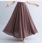 Women Cotton Linen Maxi Skirt