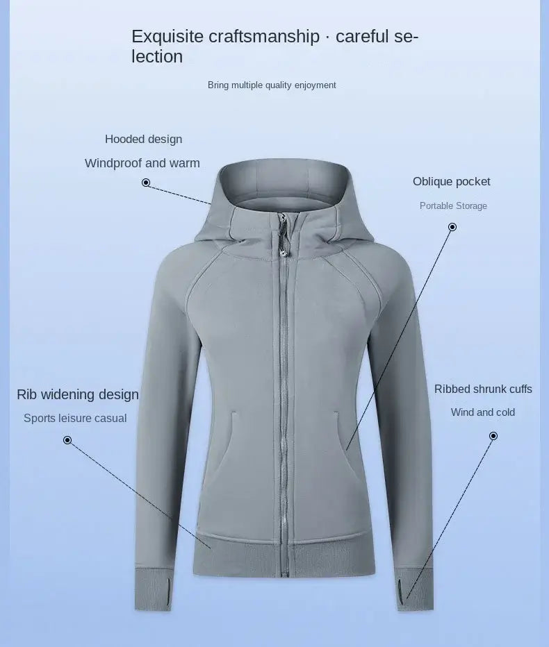 Women Thick Warm Hooded Sports Jacket