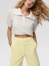 Women's Polo Collar Hollow Knit Sweater