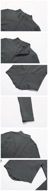 Ribbed Women's Yoga Jacket – Long Sleeve Standing Collar Fitness Top