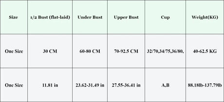 Size chart for KnitMuse™ knitted camis with measurements in centimeters and inches, including bust and weight details.