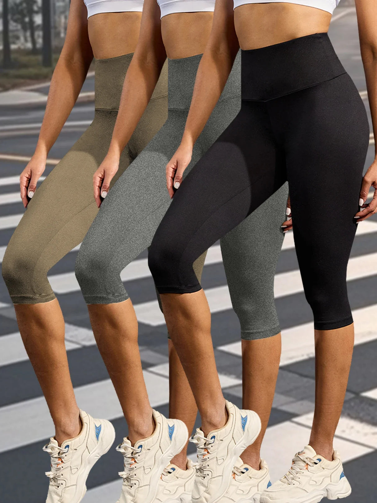 Women 3-Pack High Waist Capri Yoga Leggings