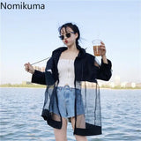 Oversized See-Through Women's Summer Coat – Korean Patchwork Jacket