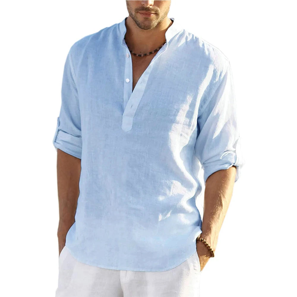 Men Linen Casual Blouse