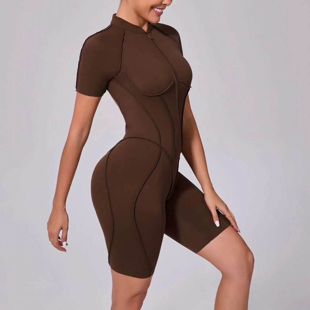 Women Sports Zipper Short Jumpsuit