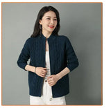 Women Zipper High Collar Knit Cardigan