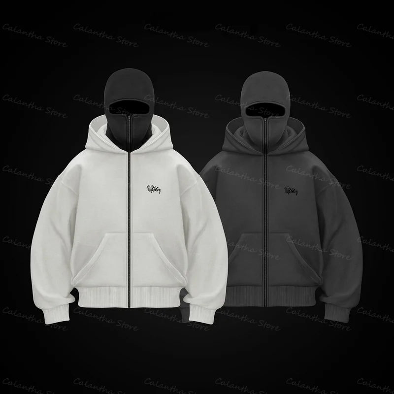 Men Balaclava Zip Hoodie Jacket
