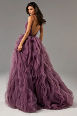 Women Princess Prom Dress Spaghetti Strap Puffy Gown