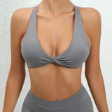 Women Twist Front Cross Back Sports Bra