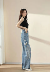 FlexCharm™ – Embroidered Loose Fit Jeans (Light Blue, S-XXXL Sizing)