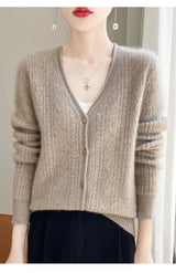 Women Merino Wool Cashmere Cardigan
