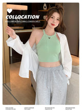 Cotton Knit Camisole Undershirt with Built-in Bra