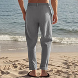 Men Drawstring Linen Pants