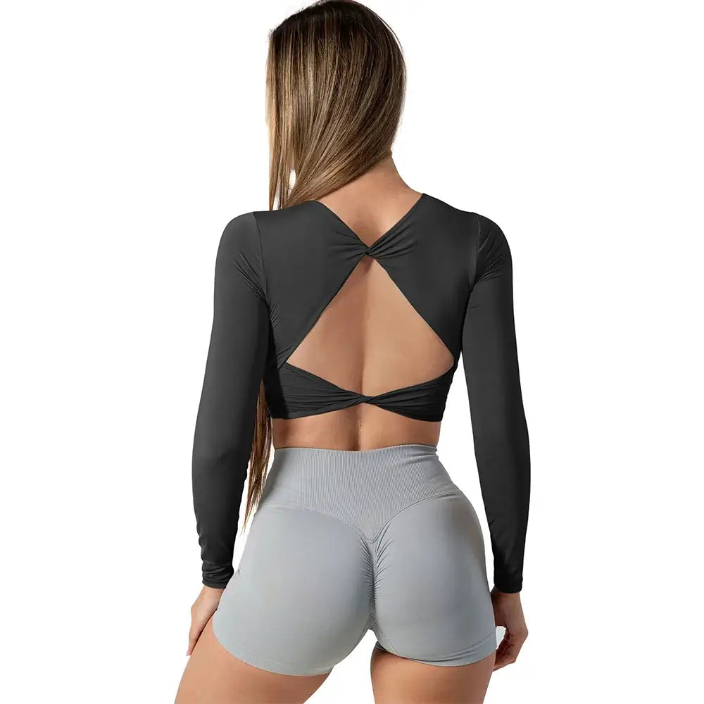 Women Open Back Long Sleeve Yoga Top