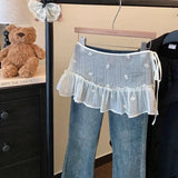 Women Y2K Lace Wrap Layered Skirt