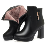 Women Warm Wool High Heel Ankle Boots – Winter Fashion
