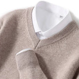 Men's Plus Size Wool V-Neck Sweater