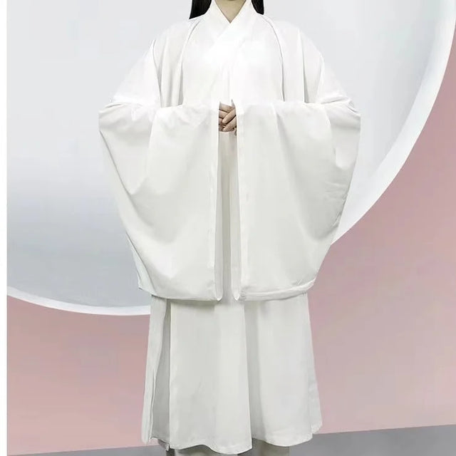Ming Dynasty Hanfu inner robe costume for men and women, featuring elegant long sleeves and made from polyester fabric.
