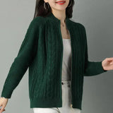 Women Zipper High Collar Knit Cardigan