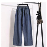 Women Ice Silk Wide Leg Jeans