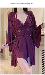 Women Bow Robe Sleep Set
