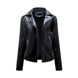 Women's Faux Leather Lapel Biker Jacket