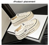 Women Canvas Shoes Black White Platform Sneakers