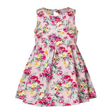 2025 Spring Summer Girl Vest Dress in floral pattern, sleeveless design suitable for ages 4-6, made of cotton and linen.
