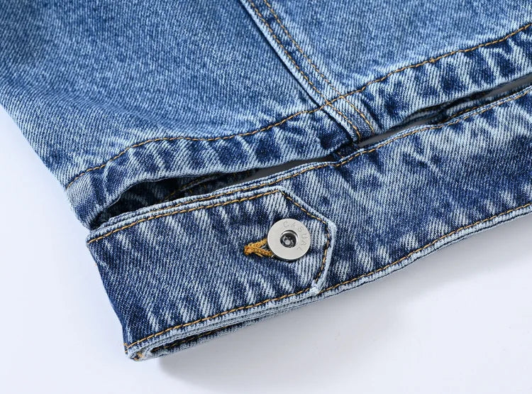 Women's Black Lapel Denim Coat