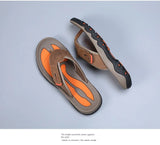 Men Cow Leather Beach Flip Flops Sandals