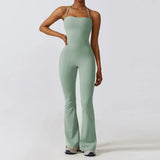 Women Backless Flared Yoga Jumpsuit