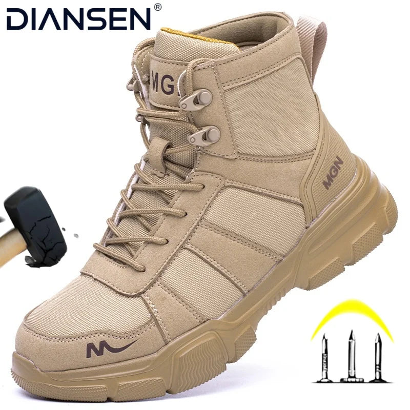 Women Safety Shoes Rotating Button Work Sneakers