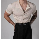 Men Short Sleeve Cardigan Knit