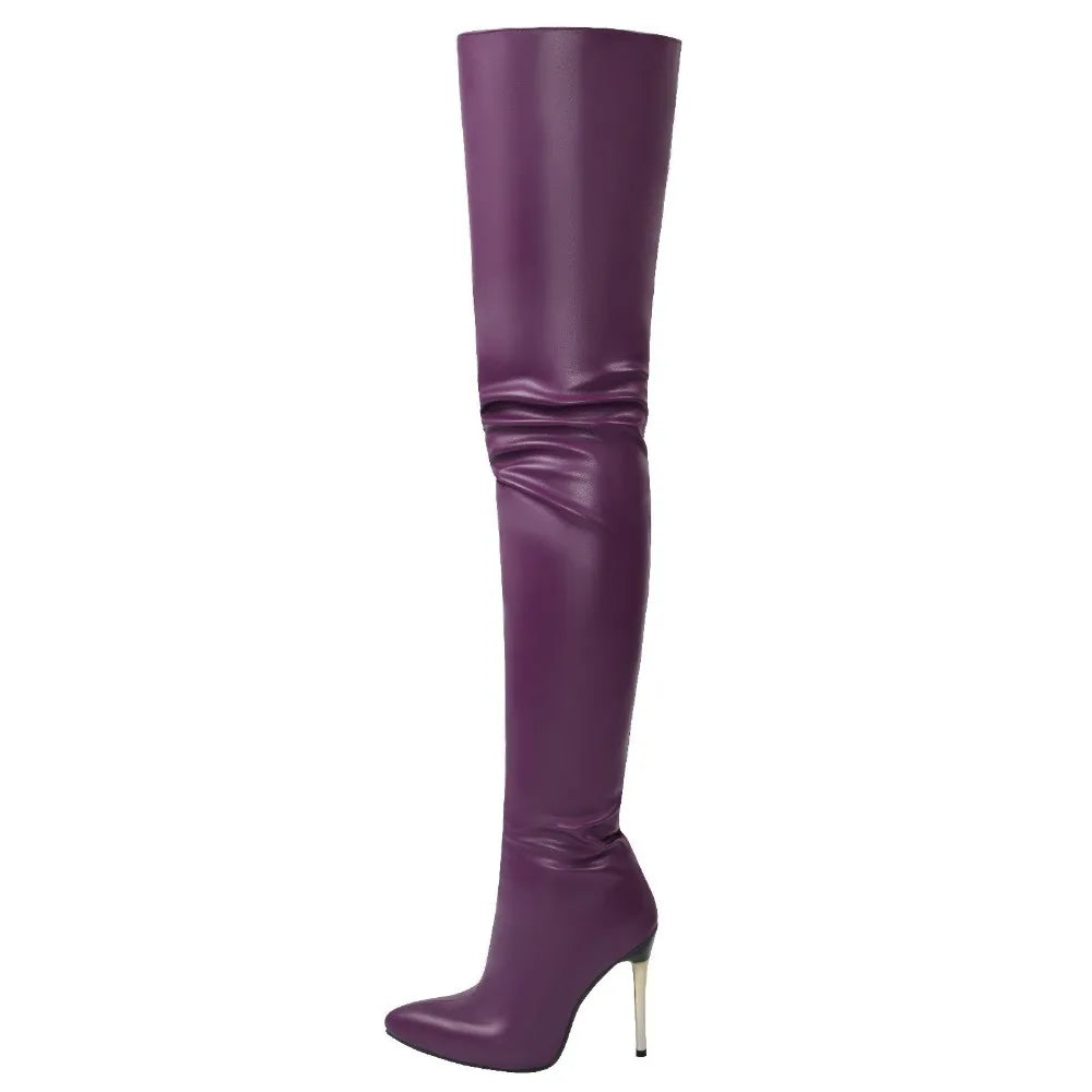 Women’s Over-the-Knee Metallic Heel Boots