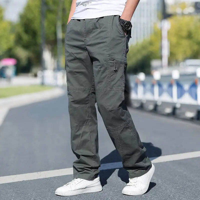 Men's Plus Size Cargo Pants – Black Cotton Joggers