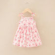 Summer cute girls dress featuring a floral print, sleeveless design, and knee-length silhouette, ideal for ages 4-6Y.